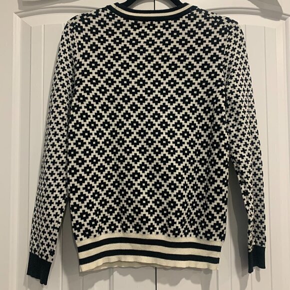MAGASCHONI Blk & Ivory Ctn-Wl Blend Sweater Women's Sz XS - Picture 2 of 6